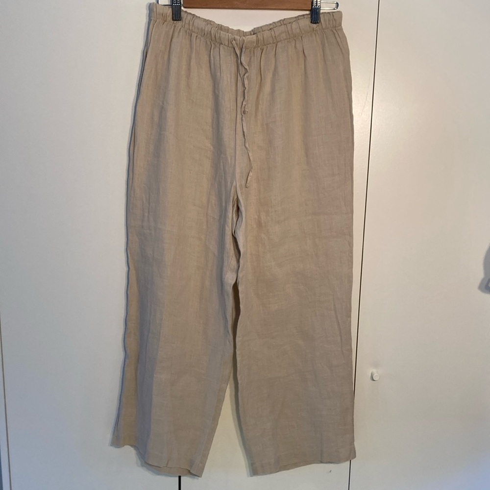 Eileen Fisher Irish linen cropped wide leg pants M